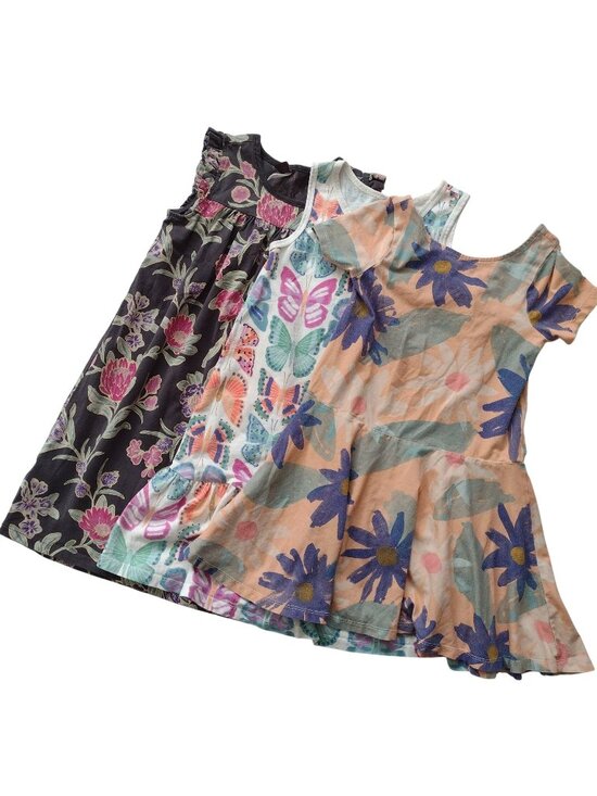 Tea Collection Other - Tea Collection Girls Summer Cotton Dress Lot Sz 7 Floral Knit Easy Wear Dresses